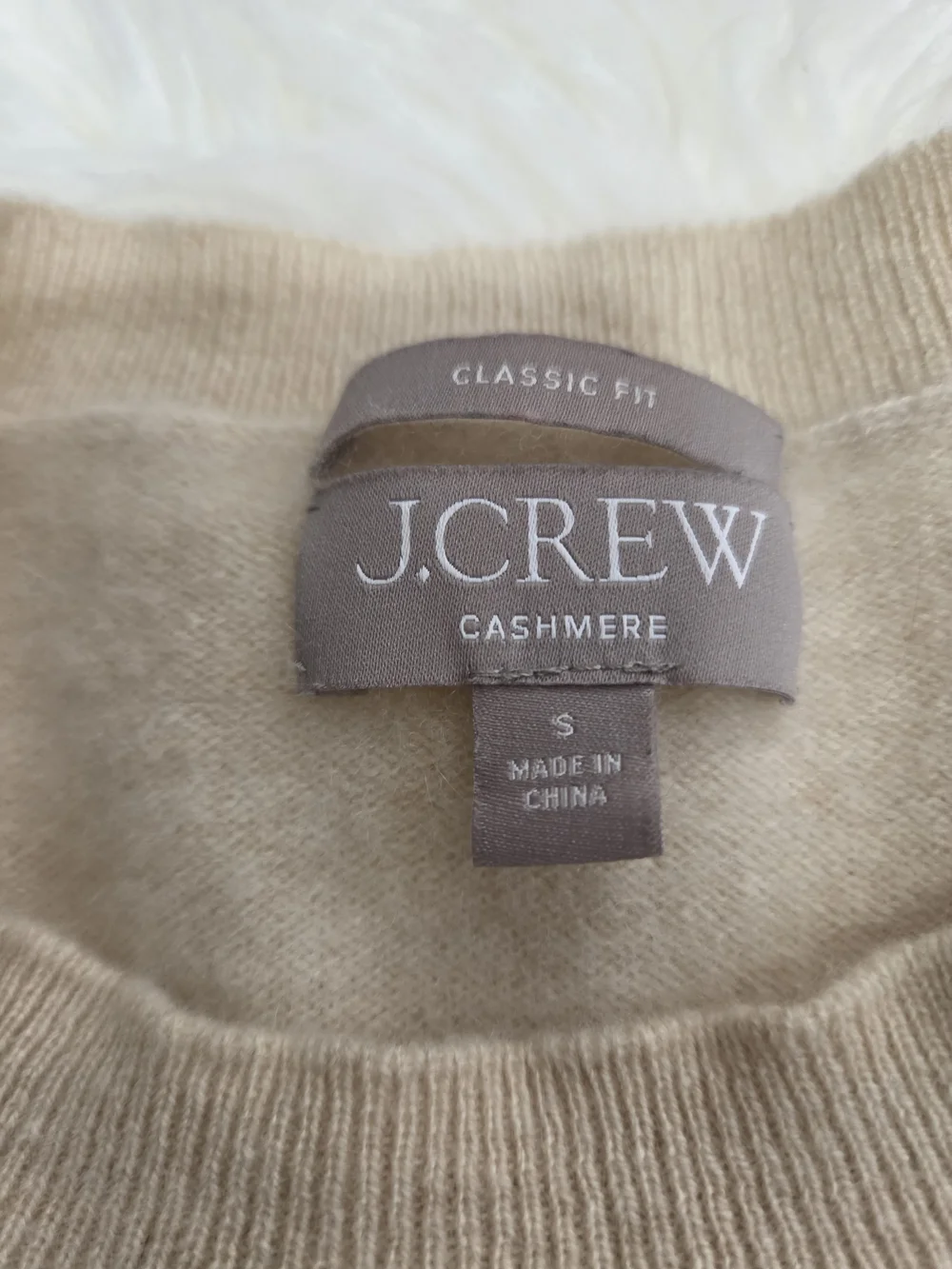 J. Crew Women's Cream Cashmere Blend Crewneck Sweater